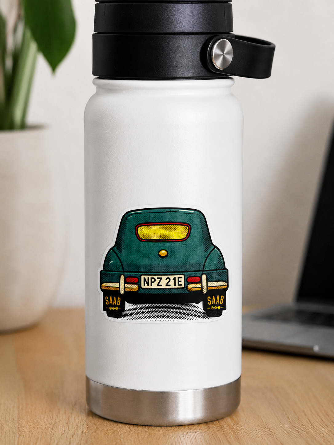 Klassisk Saab Bakifrån Klistermärke – Pop Art