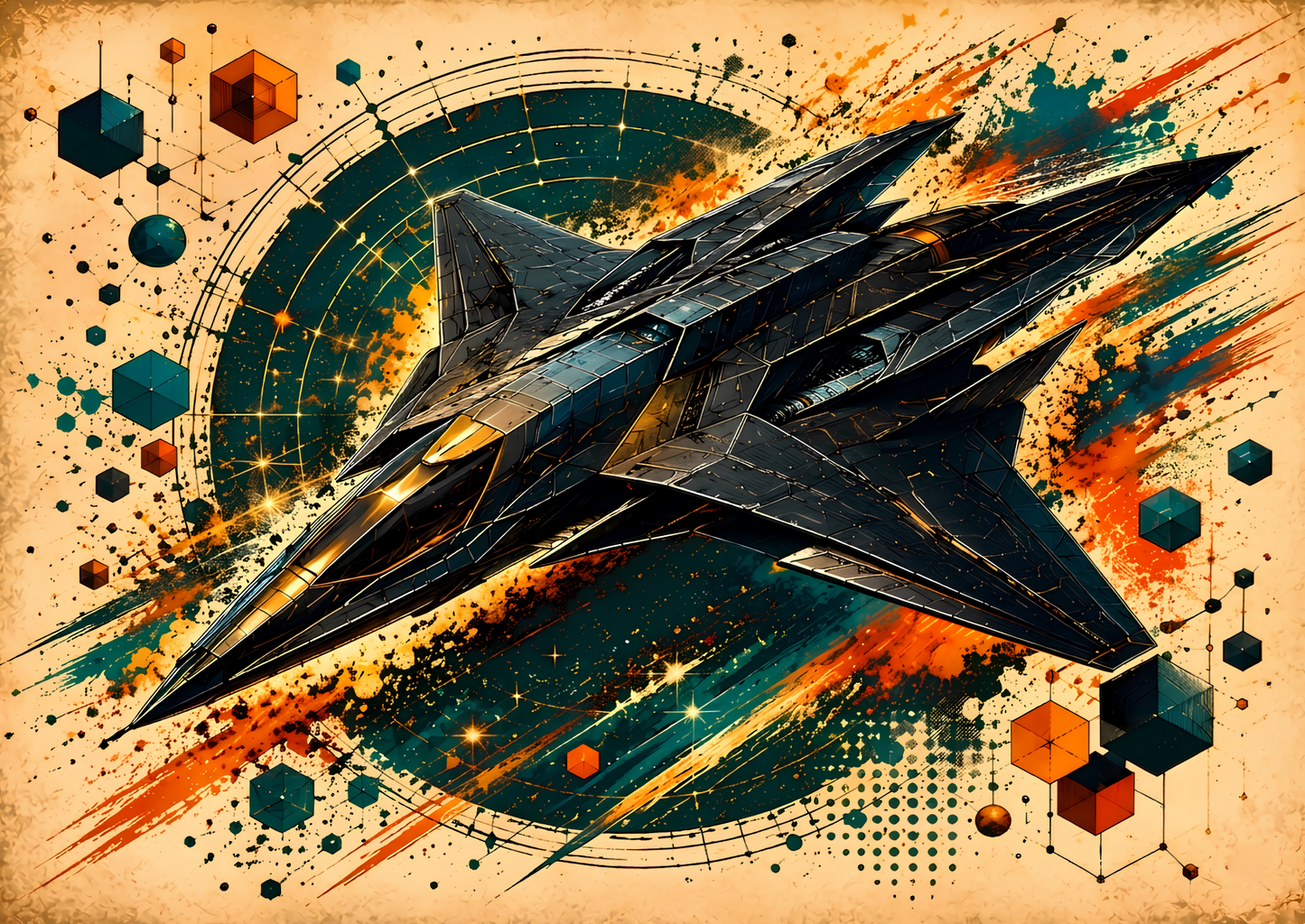 Void Raven Starfighter – Futuristisk Sci-Fi Poster