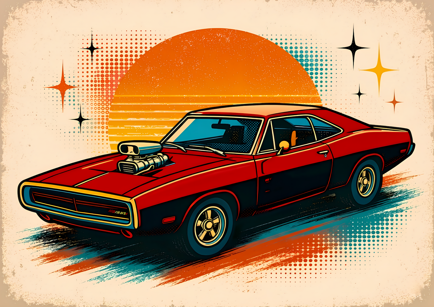 Klassisk Muscle Car Poster – Amerikansk Retro Bilkonst A2 & A3