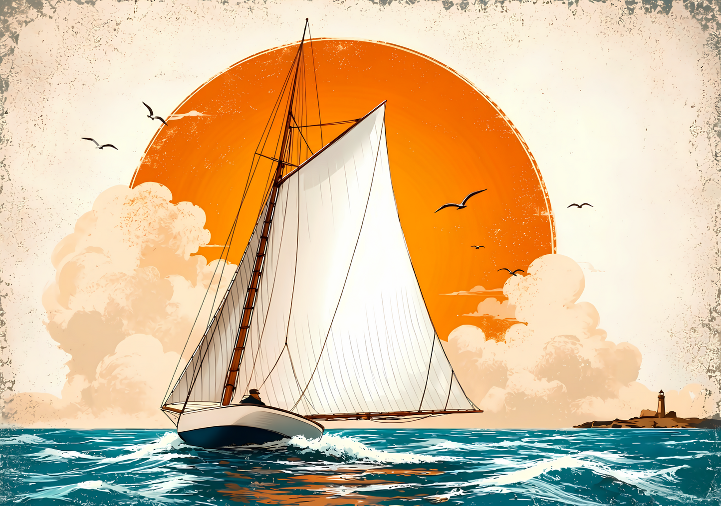 Sailboat Poster – Nautical Coastal Wall Art A2 & A3
