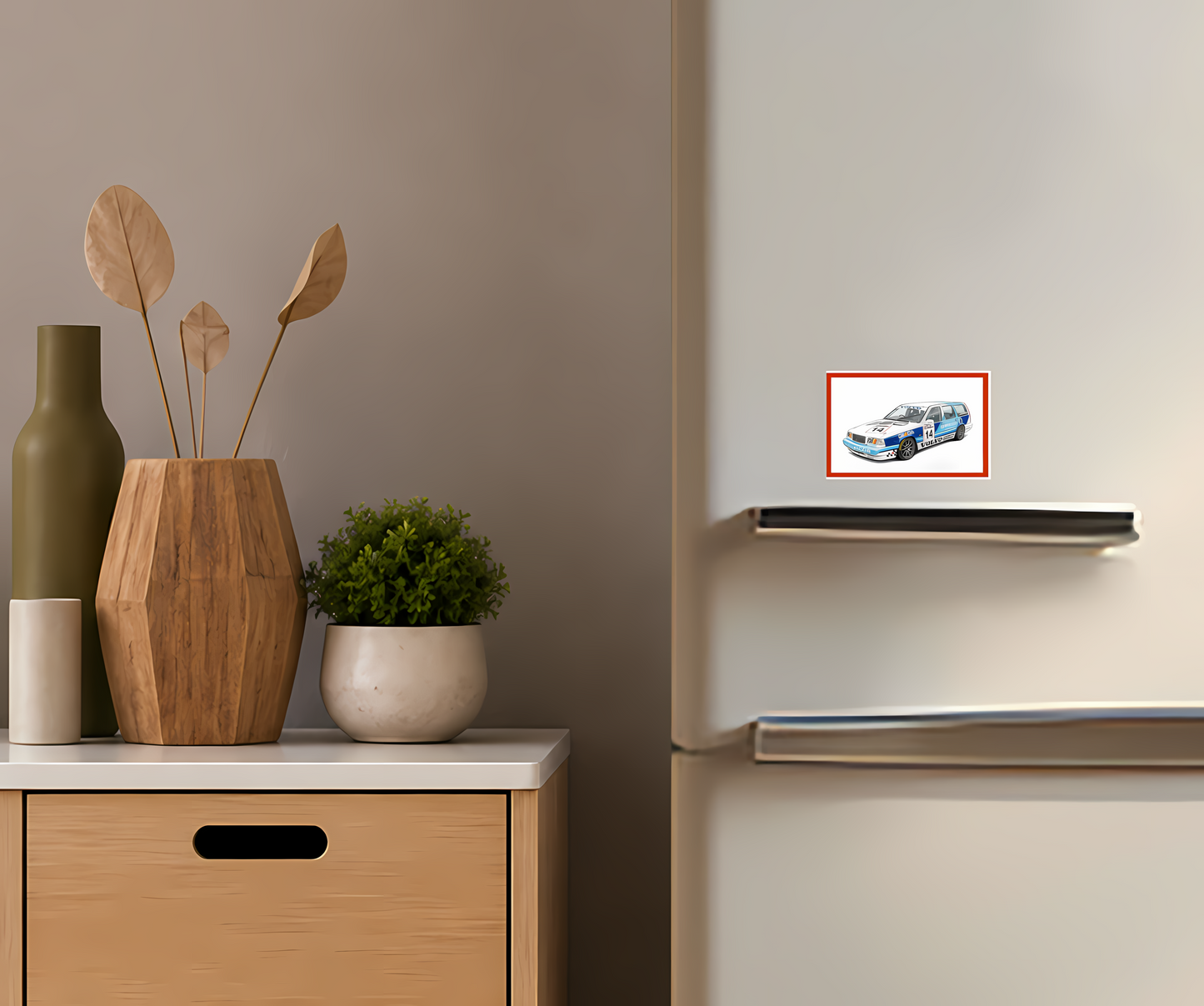 Retro Racingbil Magnet – Vintageinspirerad Dekoration för Kylskåp & Hem