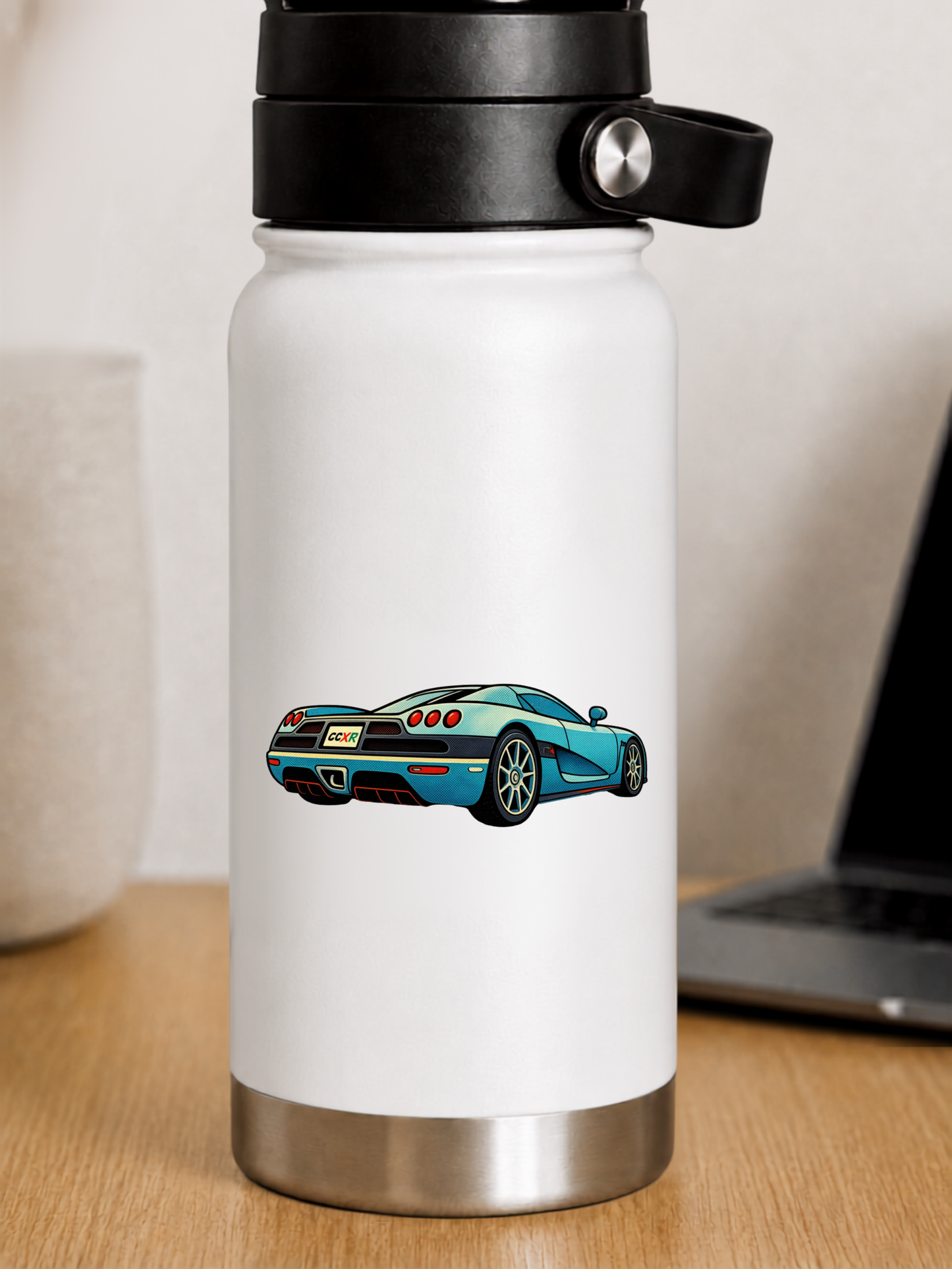 Blå Superbil med Saxdörrar – Sportbil Sticker | Premium Sticker för Bil, Laptop & Häfte 7 cm (Copy)