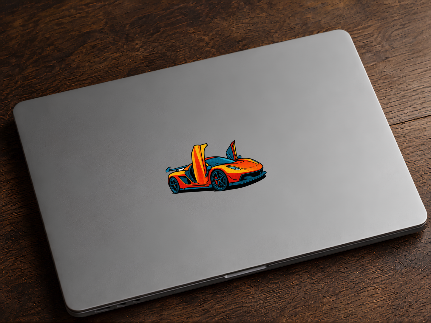 Orange Koenigsegg Sportbil Klistermärke – Retro Pop Art Premium 7.8 lång