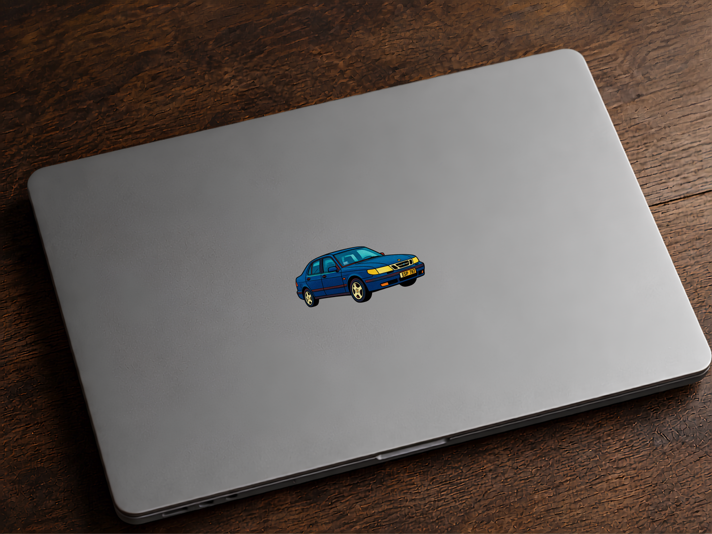 Saab 9-5 Blå Sedan Retro Klistermärke – Vintage Bil Sticker