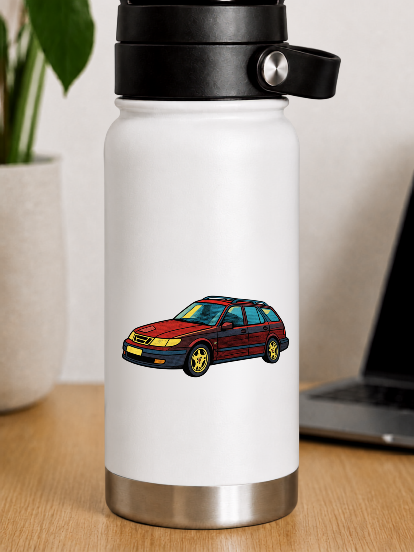 Premium klistermärke inspirerat av Saab 9-3 SportCombi – Retro