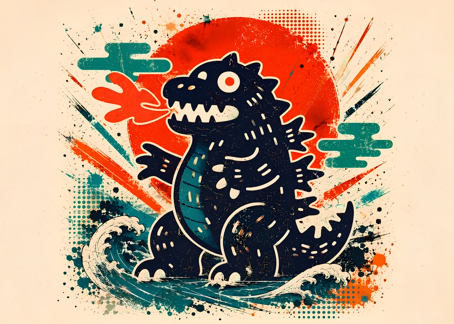 Kawaii Kaiju Poster – Japanskinspirerad Monsterkonst A2 & A3