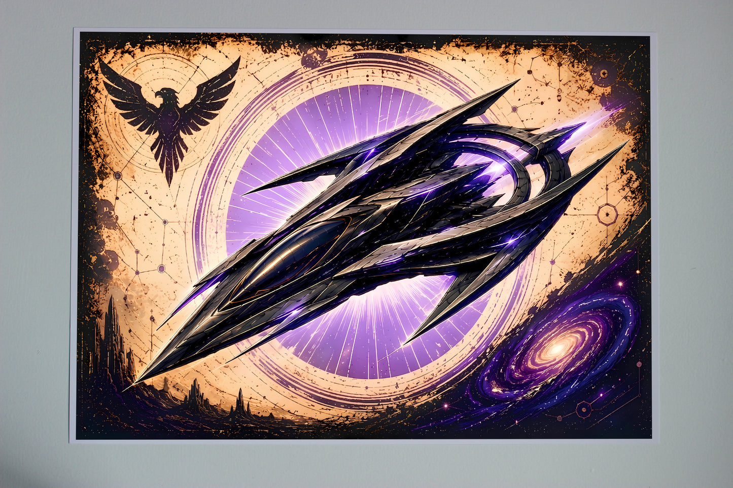 Void Raven Starship – Premium Sci-Fi Väggkonst Poster