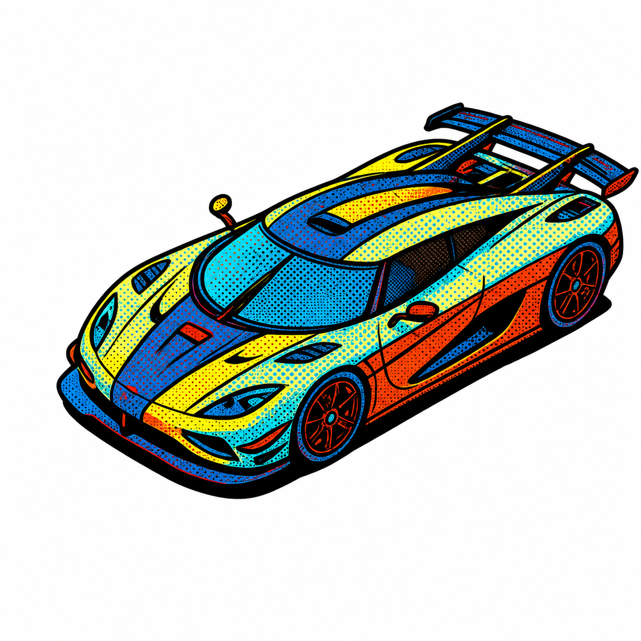 Koenigsegg One:1 Pop Art-klistermärke | Premium Die-Cut 7.9 cm  | Nexo