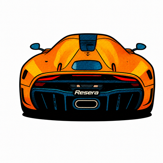 Koenigsegg Hyperbil Bakifrån Pop Art Klistermärke – Premium Die-Cut Sticker 6.2 cm