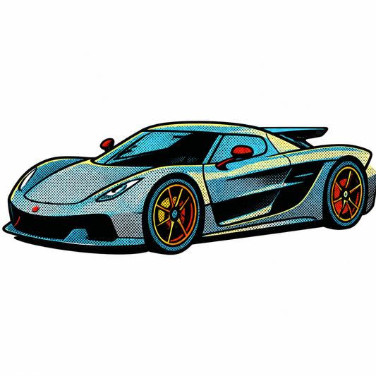 Koenigsegg Klistermärke – Retro Pop Art Hyperbil 7.6 cm lång | Nexo