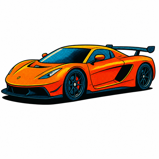 Orange Sportbil Klistermärke 8.8 cm  lång– Retro Pop Art Premium | Nexo