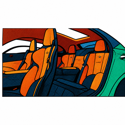 Sportbilsinteriör Klistermärke – Retro Pop Art Premium Klistermärke 6.2 cm lång