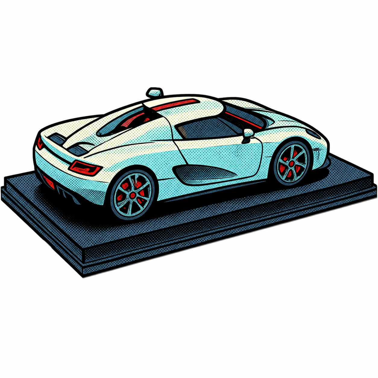KoenigseggVit Supersportbil Klistermärke – Retro Pop Art 8.2 cm lång