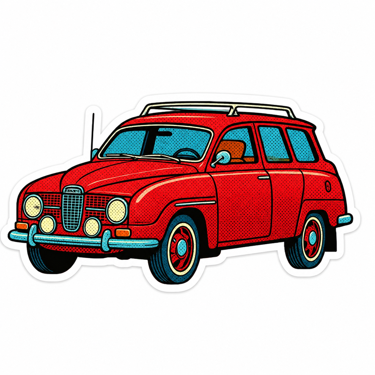 Red SAAB 95 Retro Sticker | Classic Swedish Wagon sticker