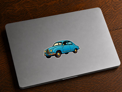 Title  Saab 96 Klistermärke – Klassisk Blå Svensk Bil