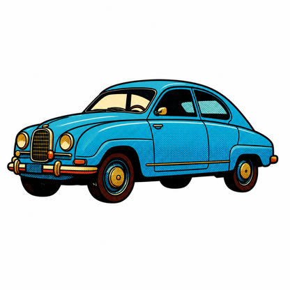 Title  Saab 96 Klistermärke – Klassisk Blå Svensk Bil