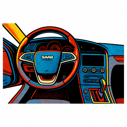 SAAB Interiör Klistermärke – Vintage Pop Art Dashboard