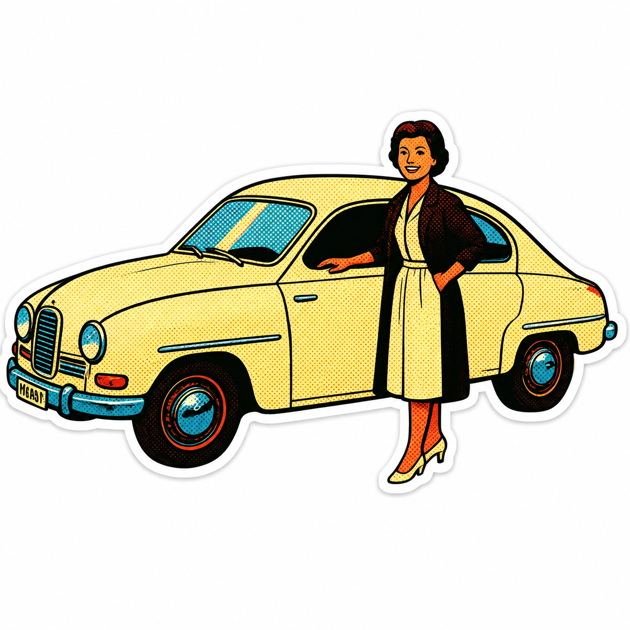 SAAB 96 Retro Klistermärke – Klassisk Svensk Bil – Vintage Design