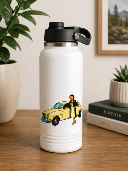 SAAB 96 Retro Klistermärke – Klassisk Svensk Bil – Vintage Design