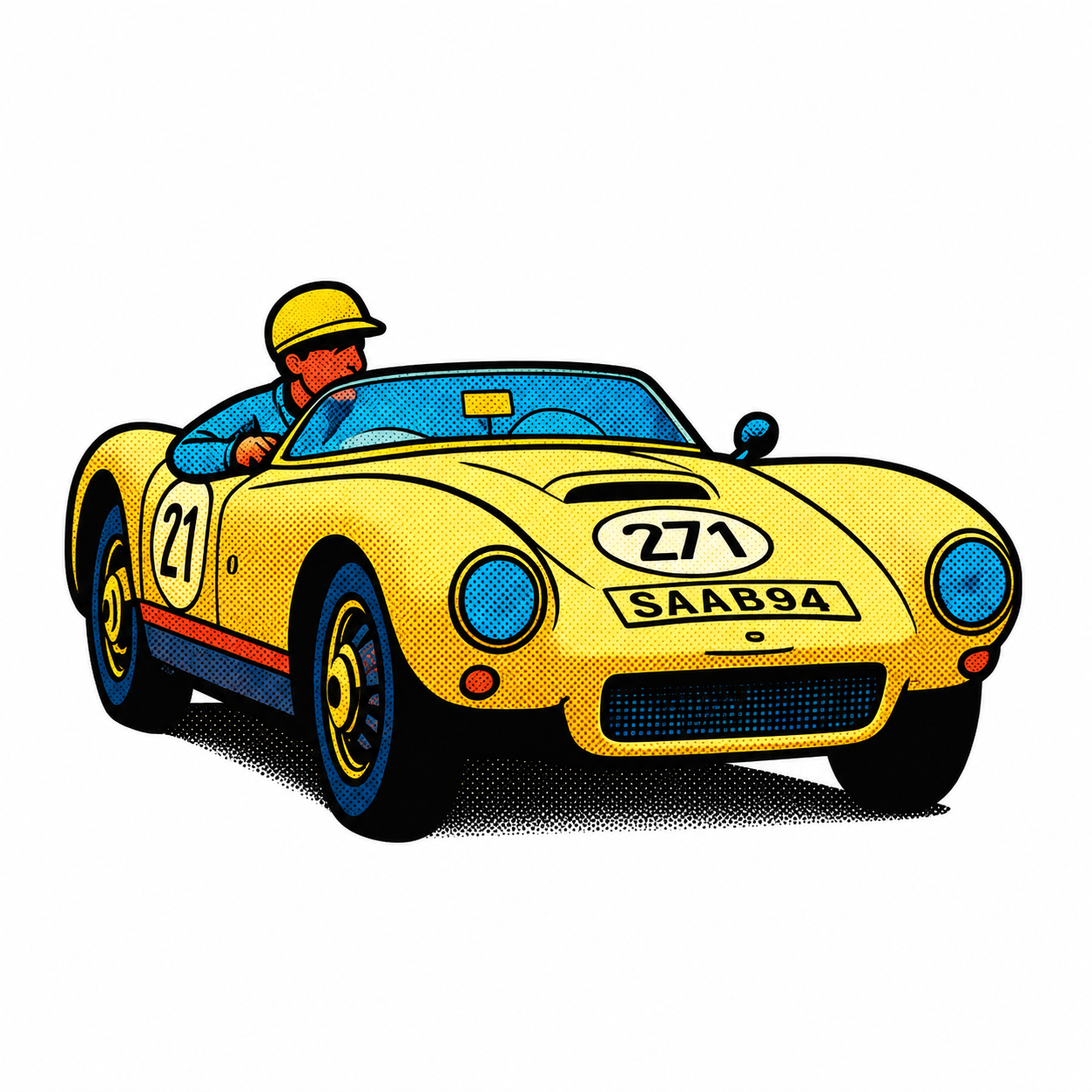 Saab Sonett I Racing Sticker | Vintage Swedish Sports Car | Pop Art Vinyl Decal