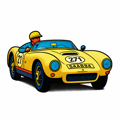 Saab Sonett I Racing Sticker | Vintage Swedish Sports Car | Pop Art Vinyl Decal