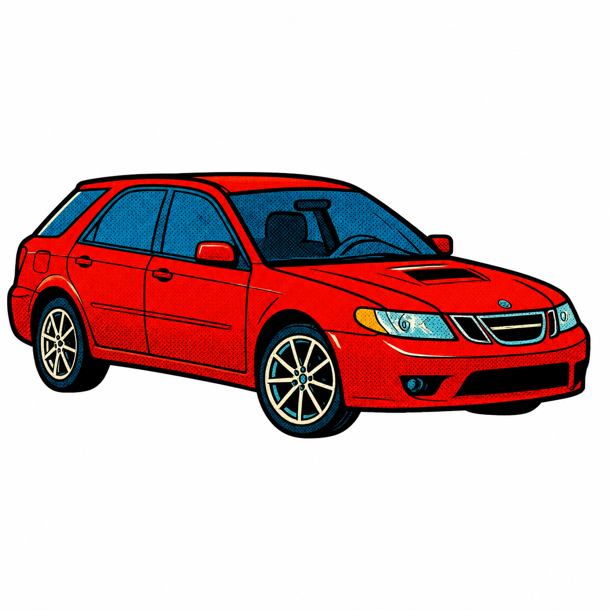 Premium klistermärke – Saab 9-5 SportCombi Blå Retro Pop Art (Copy)