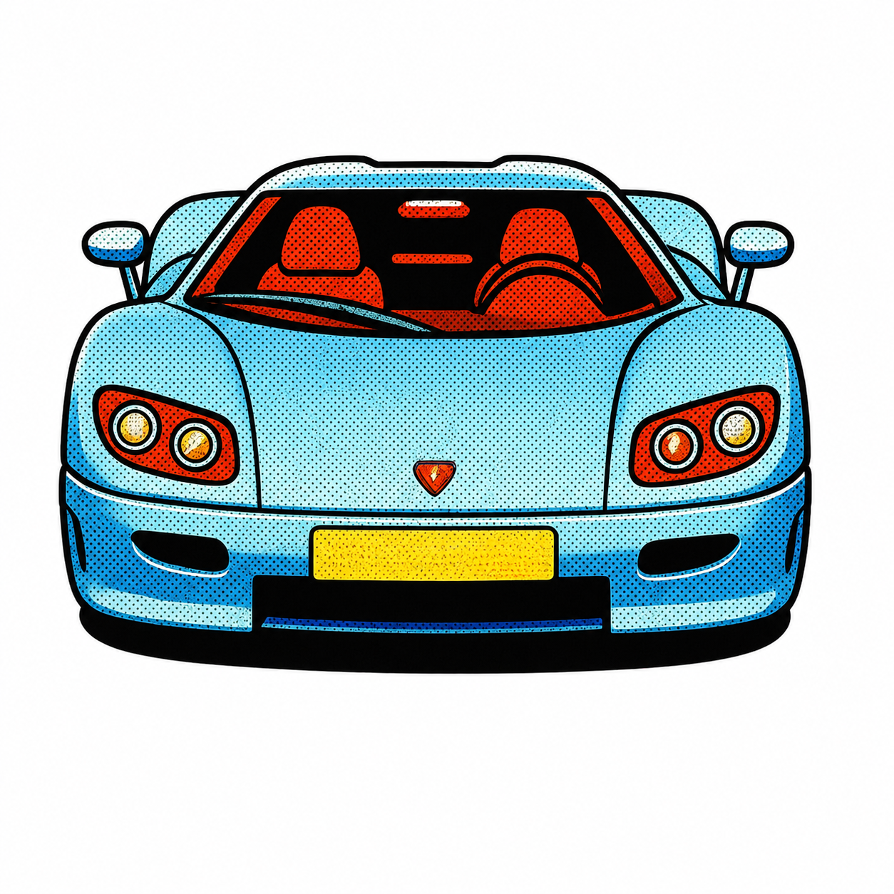 Koenigsegg CC Klistermärke – Blå Hyperbil i Retro Pop Art Stil  5cm i längden