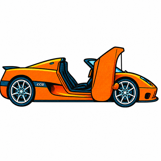 Koenigsegg CCR Klistermärke – Retro Pop Art Hyperbil Sticker 8.5 cm