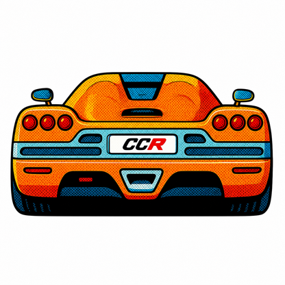 Koenigsegg CCR Bakifrån Klistermärke – Retro Pop Art Hyperbil 6.4 cm
