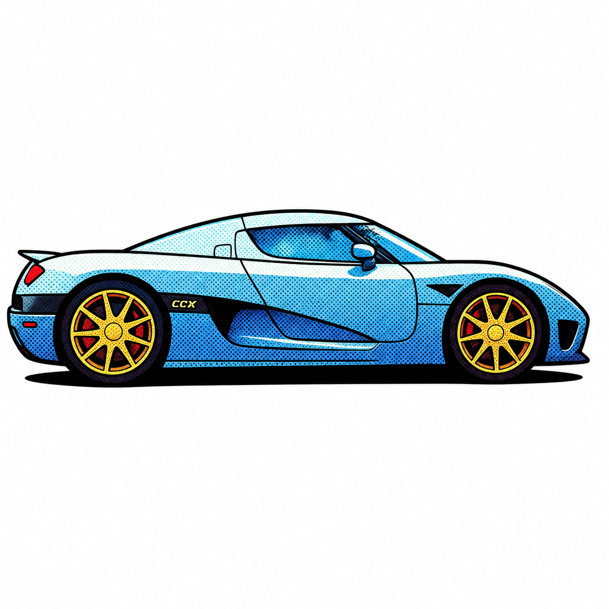 Koenigsegg CCX Sidoprofil Pop Art Klistermärke – Premium Die Cut Sticker 8.4 cm