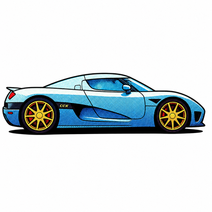 Koenigsegg CCX Sidoprofil Pop Art Klistermärke – Premium Die Cut Sticker 8.4 cm