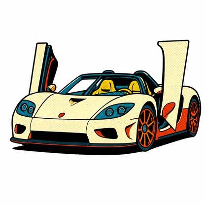 Koenigsegg CCR Frontvinkel Klistermärke – Retro Pop Art 6.7 cm