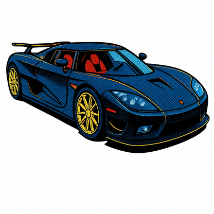 Koenigsegg CCX Pop Art-klistermärke 7cm lång