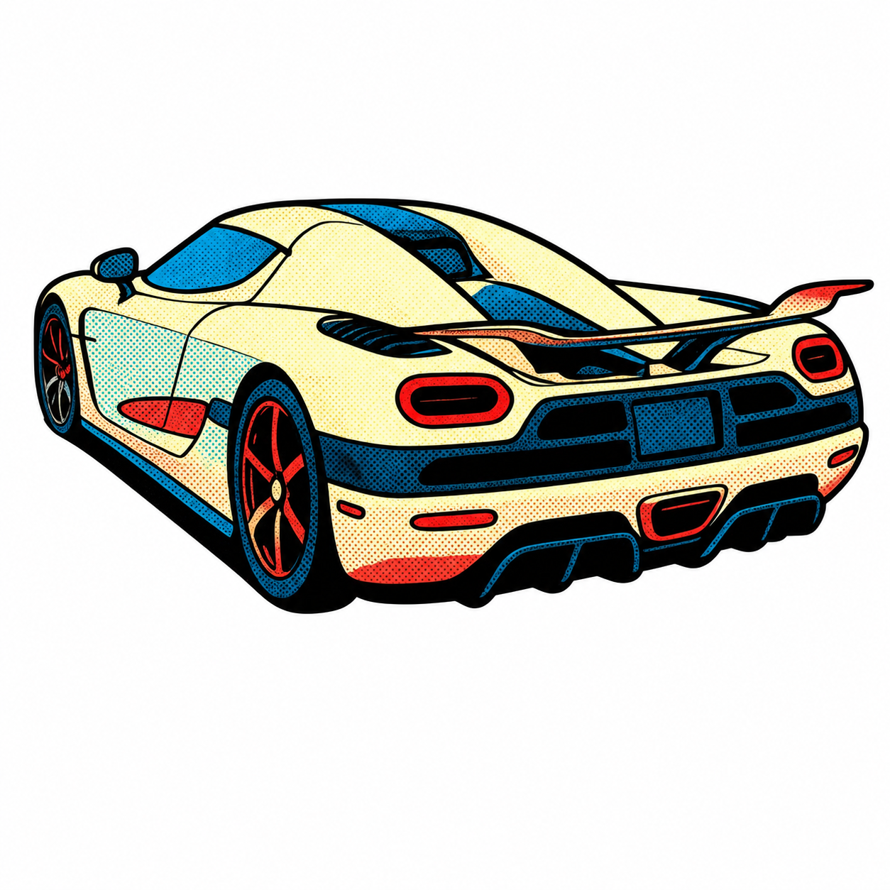 Koenigsegg  Pop Art-klistermärke 6.8 cm lång