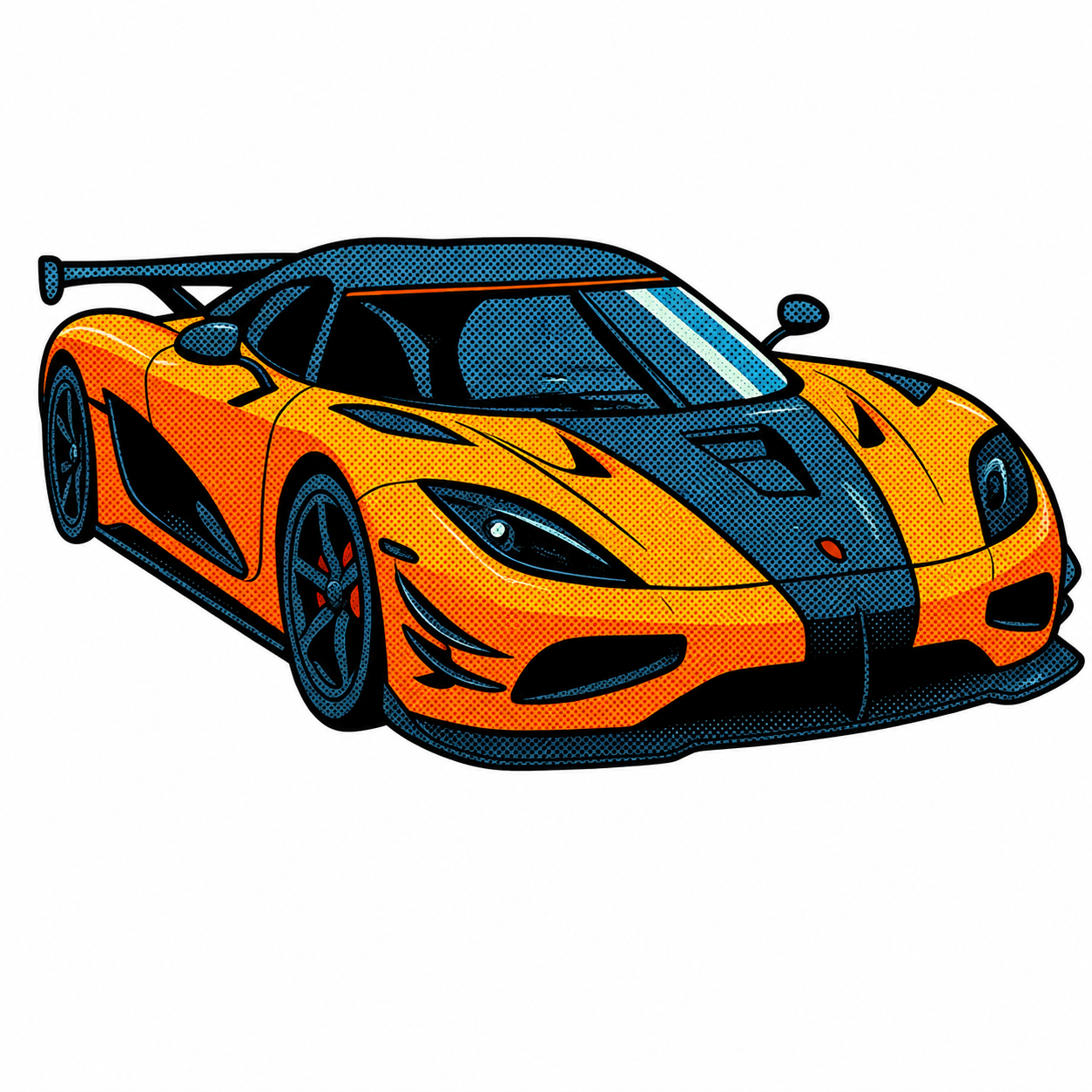 Koenigsegg  Pop Art-klistermärke 6.5 cm lång