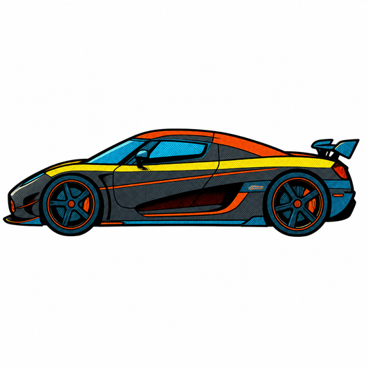 Koenigsegg CCXR Edition Pop Art-klistermärke 8.4 cm lång