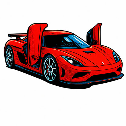 Röd Koenigsegg Agera – Pop Art Klistermärke 6,7 cm