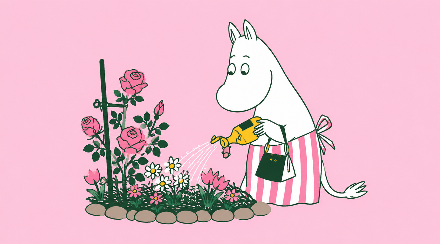 Sagolik Kylskåpsmagnet – Blommig Fantasiillustration runt 9 × 5 cm