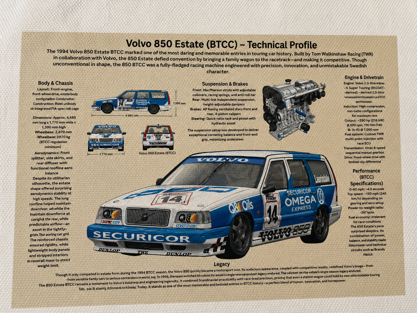 Volvo 850 Estate BTCC Tygkasse – Motorsportdesign 1994
