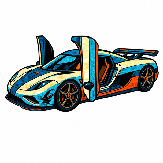 Retro Supercar Sticker – Pop Art Sports Car Decal | Exotic Bil Sticker | Automotive Art | Laptop Water Bottle Car Enthusiast Gift