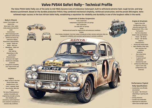 Volvo PV544 Safari Rally Poster – Technical Profile