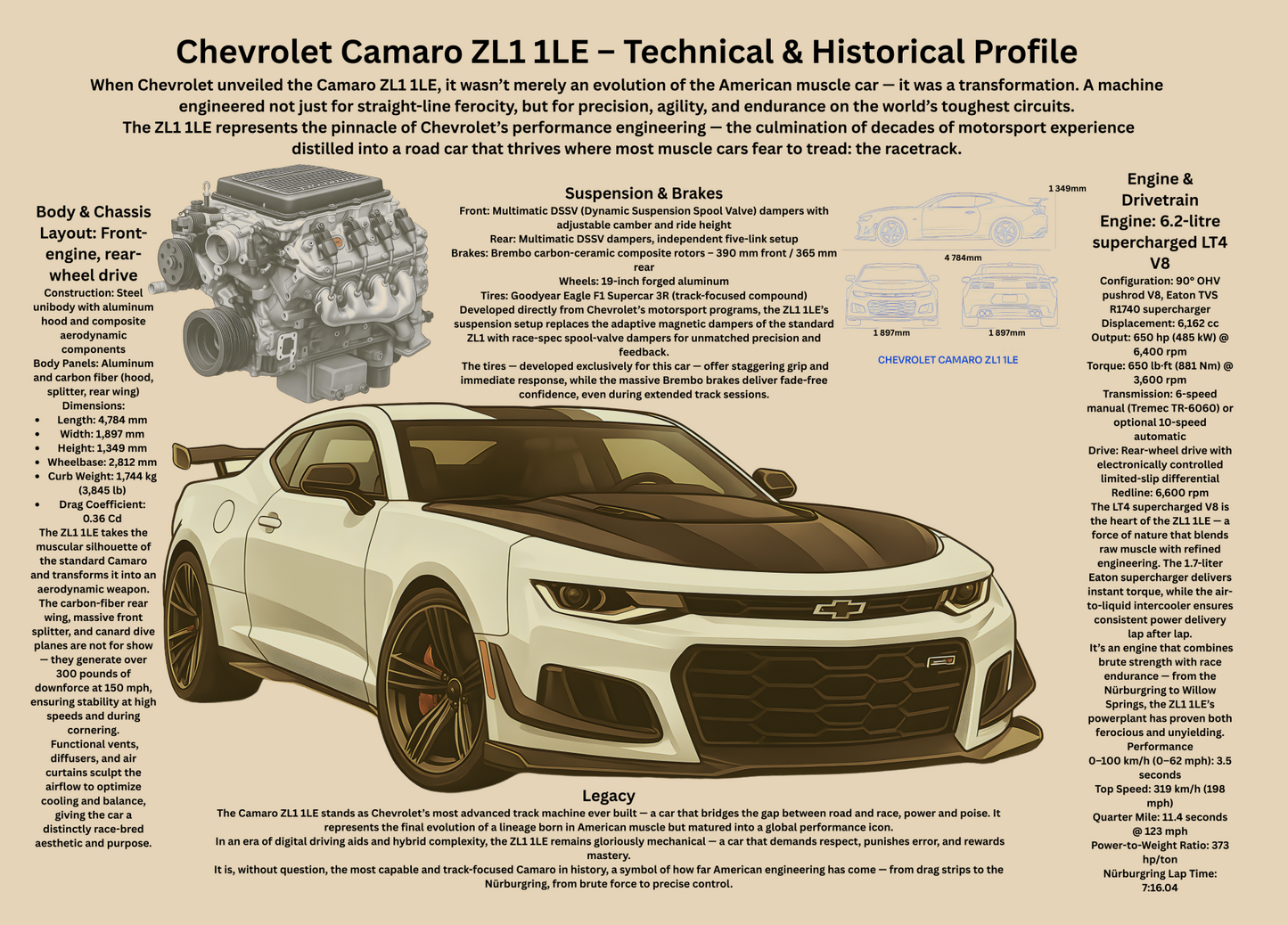 Supercharged Track-Focused Muscle Car Poster – Technical &amp; Historical Profile (2018–2024)