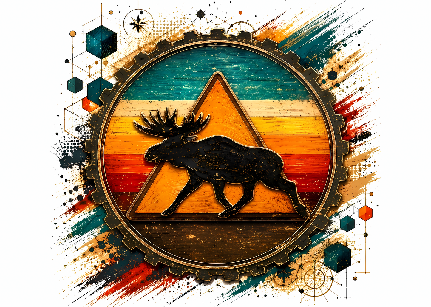 Nordic Moose Emblem – Retro Skandinavisk Poster