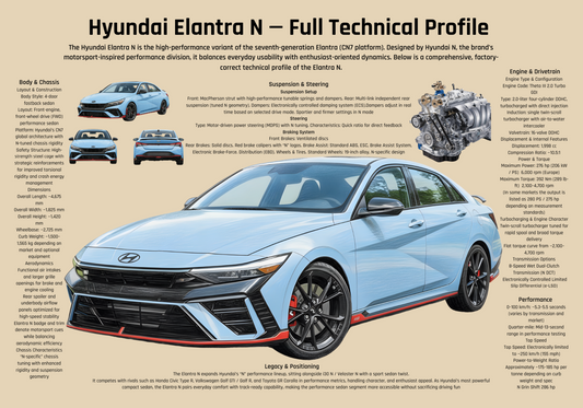 Korean Performance Sports Sedan Poster – Technical Profile Wall Art A2 & A3