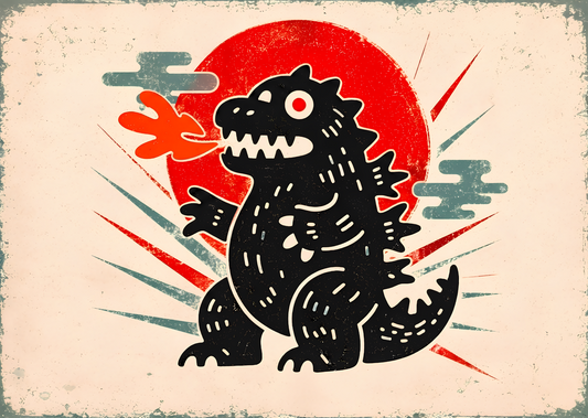 Söt Kaiju Poster – Japanskinspirerad Monsterkonst A2 & A3