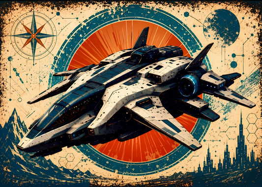 Futuristiskt Rymdskepp Poster – Sci-Fi Rymdfarkost Väggkonst A2 & A3