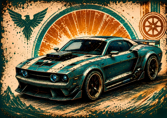 Futuristisk Muscle Car Poster – Modern Amerikansk Bilkonst A2 & A3
