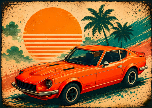Klassisk Sportbil Poster – Retro Japansk Bilkonst A2 & A3