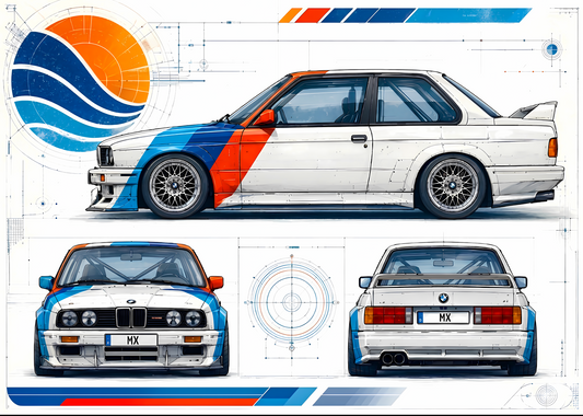 Blueprint Poster – Klassisk Motorsport Väggkonst A2 & A3