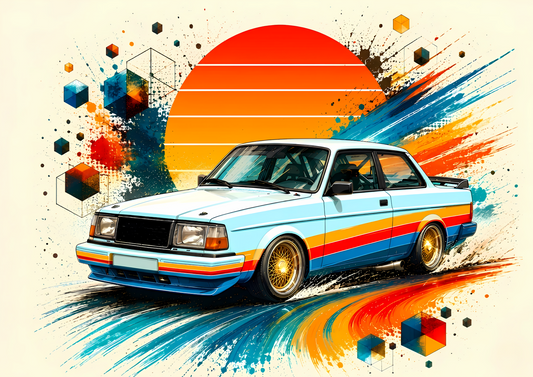 Retro Svensk Bil Poster – Färgstark Klassisk Bilkonst A2 & A3